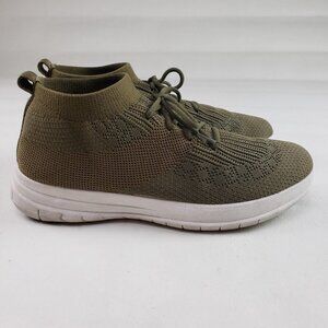 Fitflop Uberknit High Top Sneaker Mens 10 Green Slip On Lace Up Comfort Shoe
